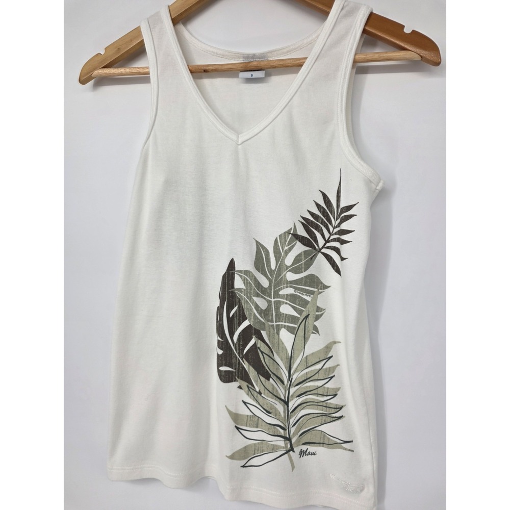 Women's Vintage Crazy Shirts Tank Top Maui Hawaii Embroidered White Size Small